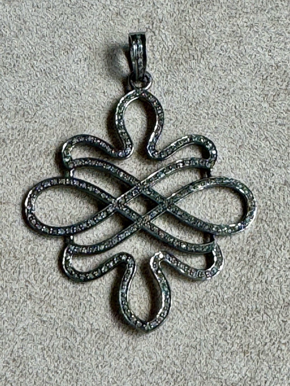 The Woods Pave Diamond Silver Infinity Knot Pendant